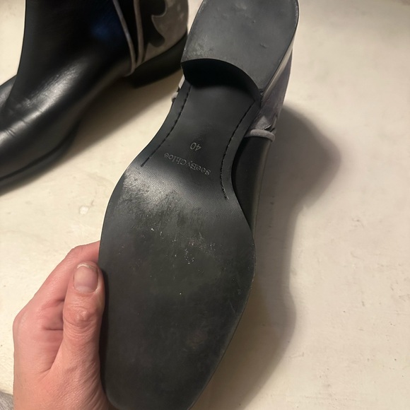 See by Chloe Skyla Boots Chelsea Ankle Booties Black with Silver Flames RARE! - Picture 8 of 8